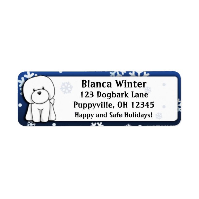 Etiqueta Personalizado de invierno Bichon Frise (Frente)