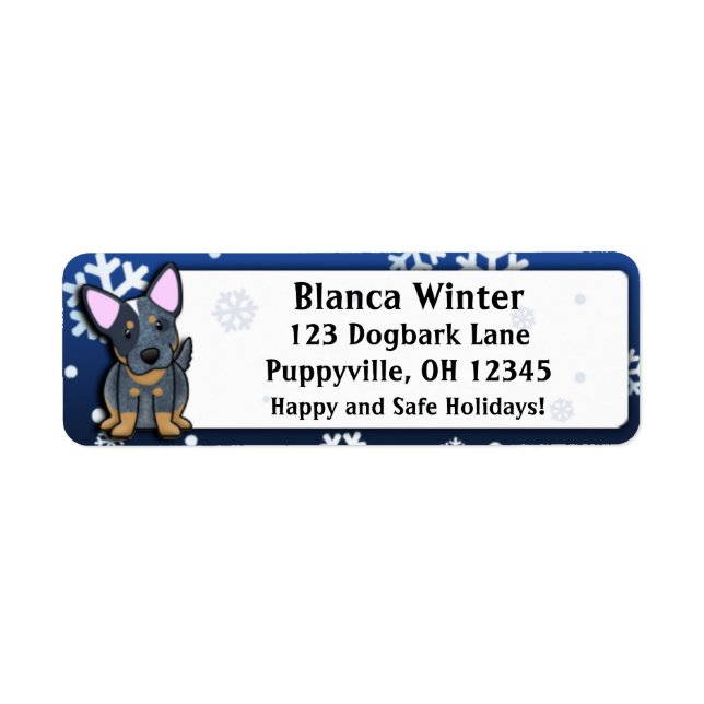 Etiqueta Personalizado de invierno Blue Heeler (Frente)