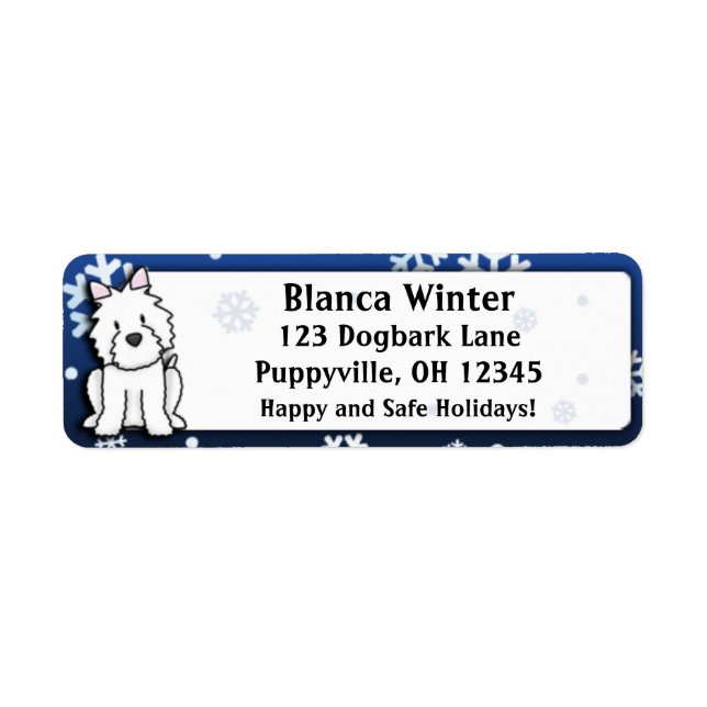 Etiqueta Personalizado de invierno Westie (Frente)