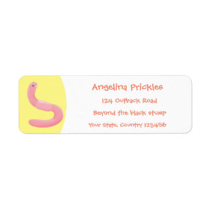 Etiqueta Personalizado de lombrices de tierra rosa y alegre