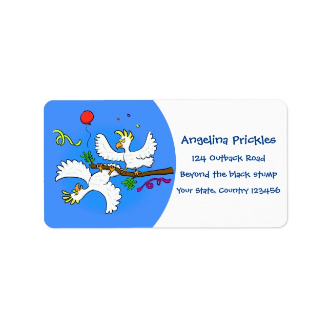 Etiqueta Personalizado de pájaros de cacatúa graciosa (Frente)