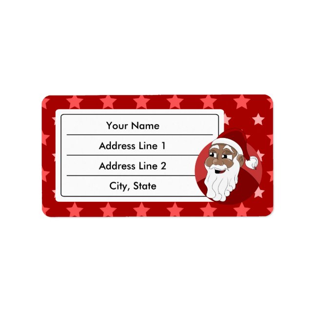 Etiqueta Personalizado de Papá Noel Negro (Frente)