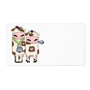 Etiqueta personalizado de pareja de vacas moo tontas