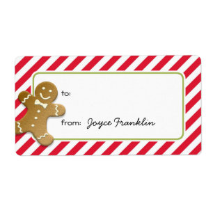 Etiqueta Personalizado de rayas rojas de pan de jengibre a 