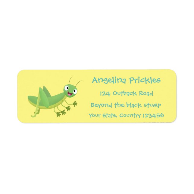 Etiqueta Personalizado de saltamontes alegre verde (Frente)