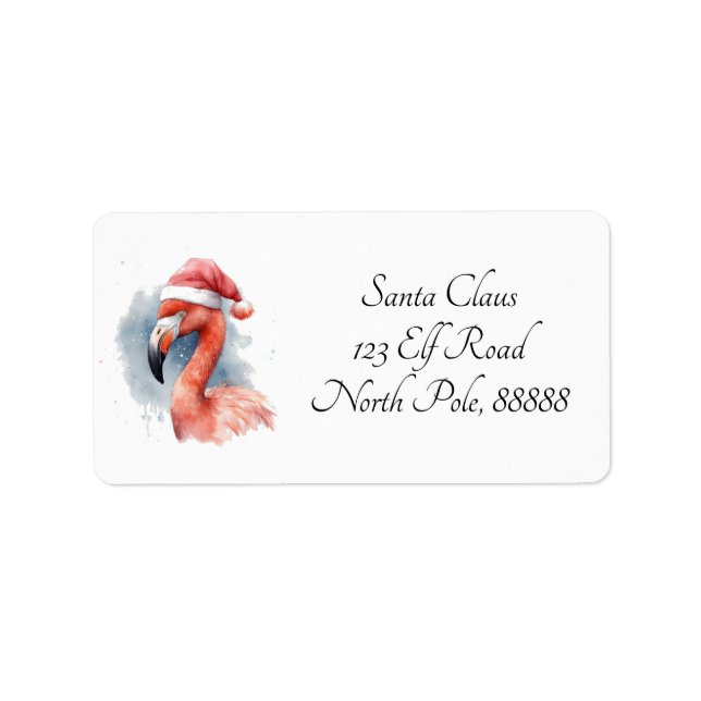 Etiqueta Personalizado de Santa Claus Snowbird Flamingo (Frente)