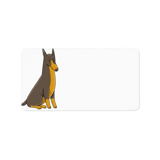 Etiqueta Personalizado de sentada Doberman Pinscher (Frente)