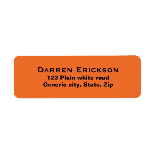 Etiqueta Personalizado de texto negro simple naranja de fon (Frente)