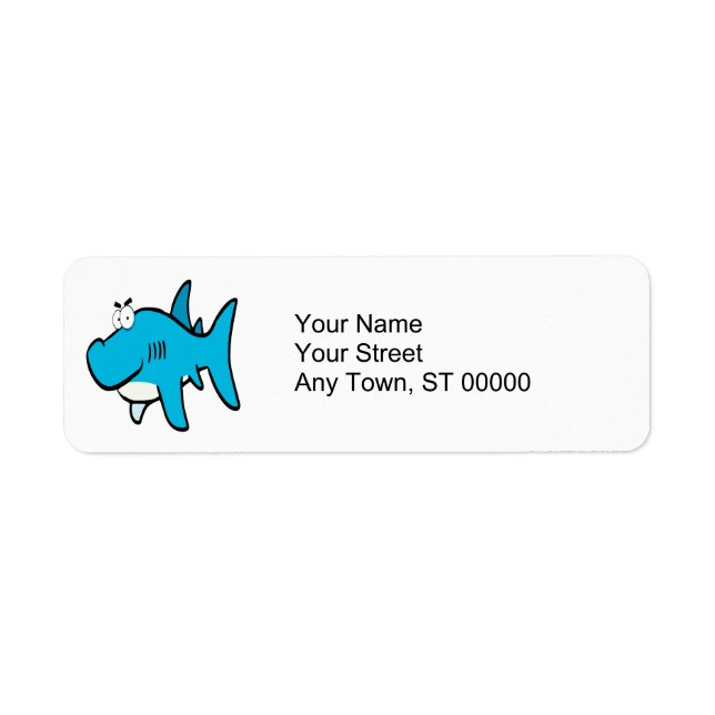 Etiqueta personalizado de tiburón sonriente (Frente)