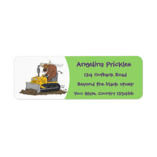Etiqueta Personalizado del bulldozer cómico que conduce un