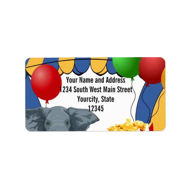 Etiqueta Personalizado del Carnaval de Circo Cumpleaños (Frente)