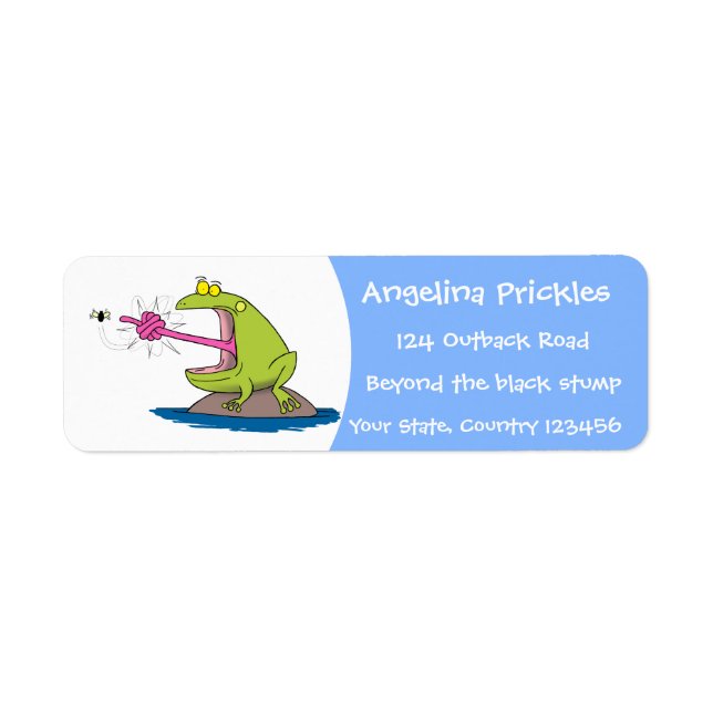 Etiqueta Personalizado divertida de rana y mosca (Frente)