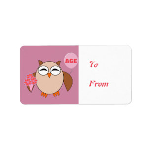 Etiqueta Personalizado Edad Lechuza Cumpleaños Presente Eti