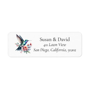 Etiqueta Personalizado Elegant Hummingbird Floral