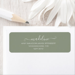 Etiqueta Personalizado Elegant Script Sage Green Name Direc
