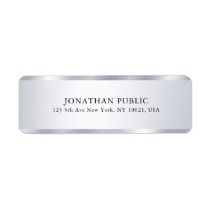 Etiqueta Personalizado Elegante Plata Aspecto Moderno Simpl