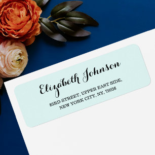 Etiqueta Personalizado Elegante Turquoise Aqua Blue Return
