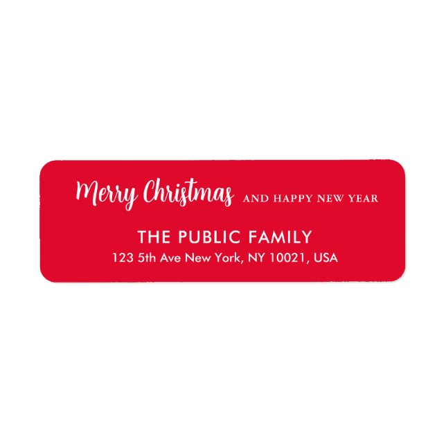 Etiqueta Personalizado Feliz Año Nuevo Feliz Navidad Rojo y (Frente)