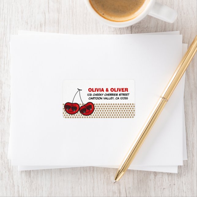 Etiqueta Personalizado Fiesta Guay Cherries Twins Dirección (In situ)