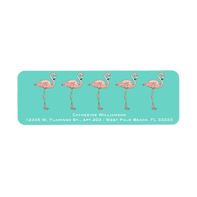 Etiqueta Personalizado Flamingo Rosa Aves Tropicales de col (Frente)