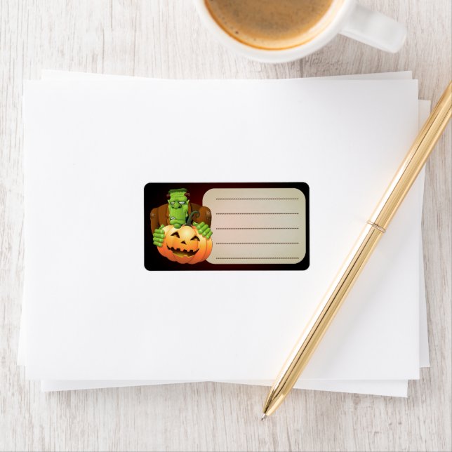 Etiqueta Personalizado Frankenstein con Calabaza (In situ)