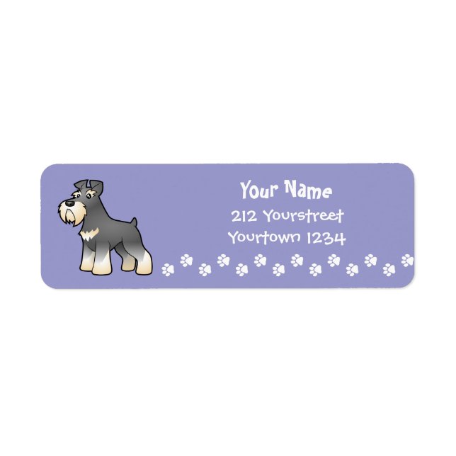 Etiqueta Personalizado Gigante/Estándar/Minimista Schnauzer (Frente)