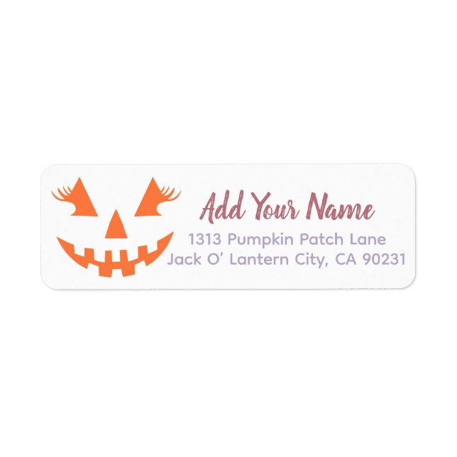 Etiqueta Personalizado Girly Jack O Lantern Pumpkin Hallowe (Frente)