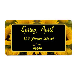 Etiqueta Personalizado Golden Sunflower cálido