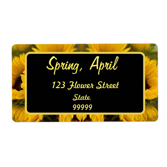 Etiqueta Personalizado Golden Sunflower cálido (Frente)