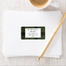 Etiqueta Personalizado Green Plaid Dos Navidades de fotogra
