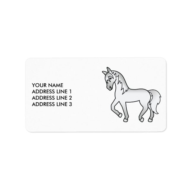Etiqueta Personalizado Gris lindo trotando caballo y Person (Frente)