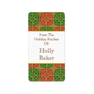 Etiqueta Personalizado Holday Baking Red Green Fleur de Lis