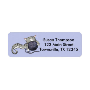 Etiqueta Personalizado Kitty con bola de hilo