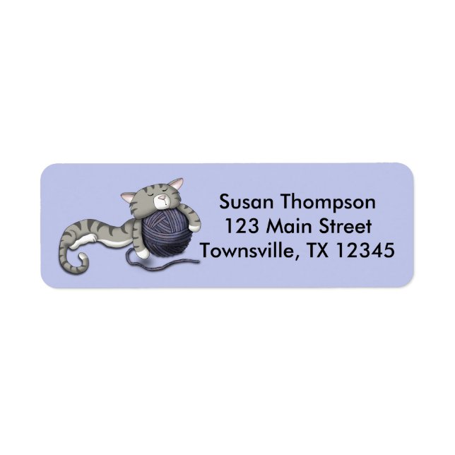 Etiqueta Personalizado Kitty con bola de hilo (Frente)