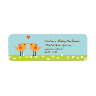 Etiqueta Personalizado lindo Boda Aves (Día)