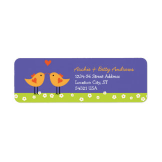 Etiqueta Personalizado lindo Boda de Aves Amores (Noche)