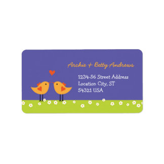 Etiqueta Personalizado lindo Boda de Aves Amores (Noche)