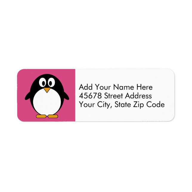 Etiqueta personalizado lindo pingüino rosa y negro (Frente)