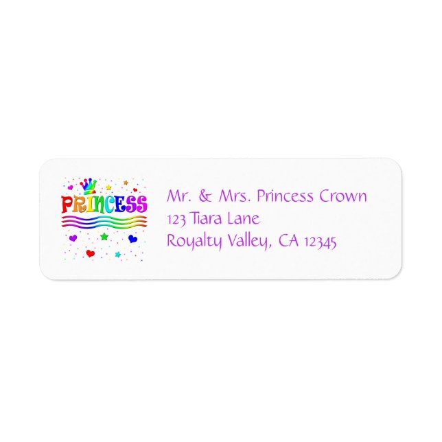 Etiqueta Personalizado lindo pinza arte arcoiris Princesa T (Frente)