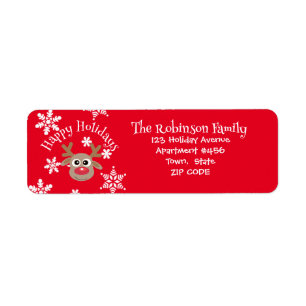 Etiqueta Personalizado lindo reno copos de nieve Navidades 