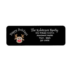 Etiqueta Personalizado lindo reno negro Navidades divertido
