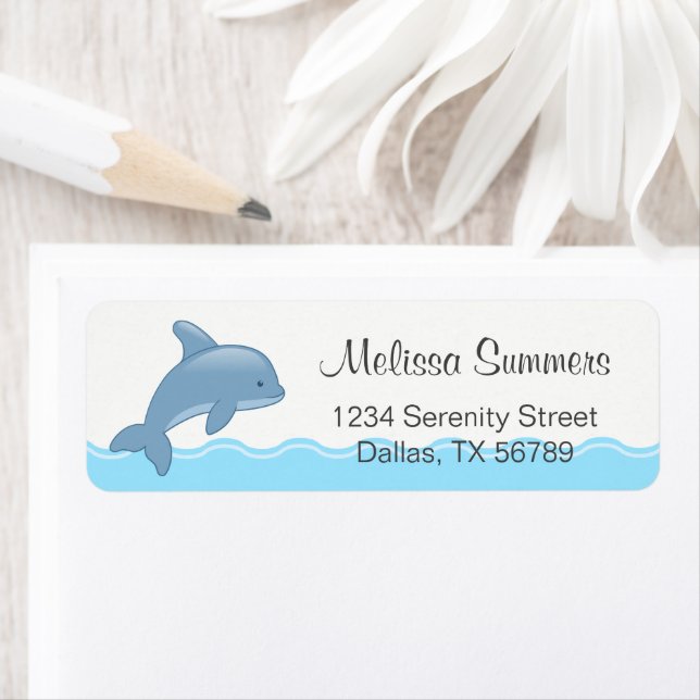 Etiqueta Personalizado lindo saltando delfín (In situ)