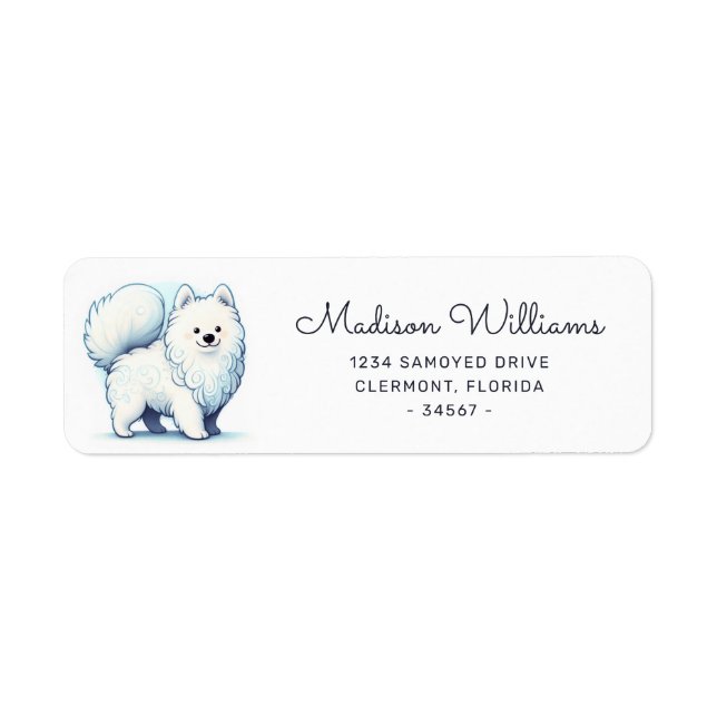 Etiqueta Personalizado lindo Samoyed Ilustracion de perro (Frente)
