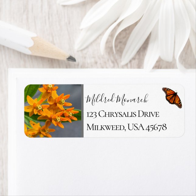 Etiqueta Personalizado Mariposa Weed Foto Flor silvestre na (In situ)