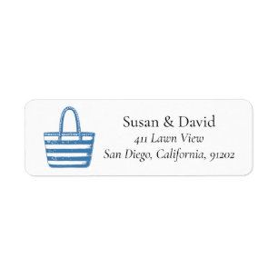 Etiqueta Personalizado Minimalista Blue Beach Bag Line Coas