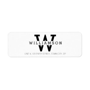 Etiqueta PERSONALIZADO MONOGRAM nombre inicial simple moder
