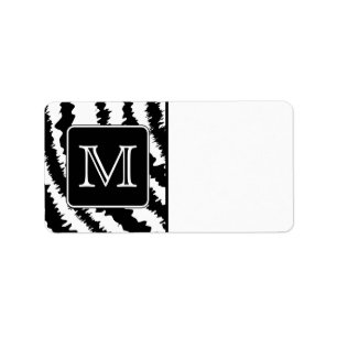 Etiqueta Personalizado Monograma, Patrón Zebra Impresión