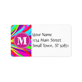 Etiqueta Personalizado Monograma Pincel de color vivo
