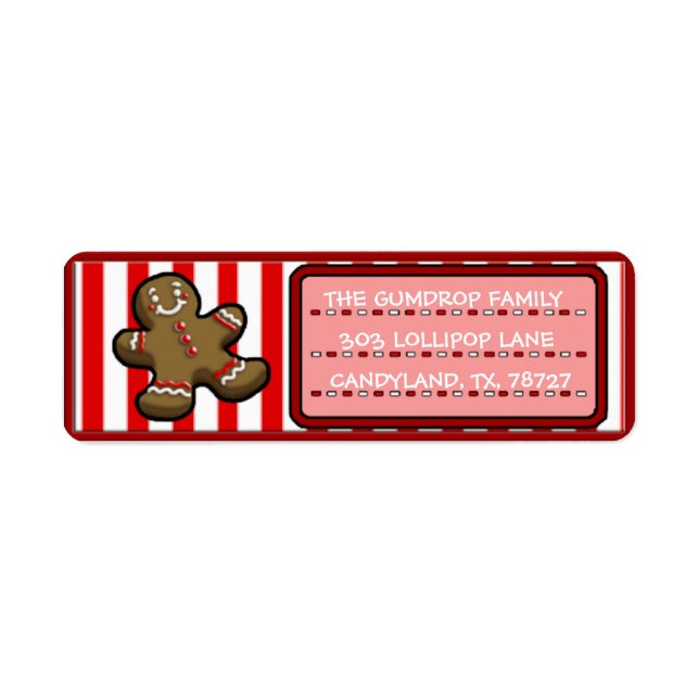 Etiqueta Personalizado Navidades Cute Gingerbread Retorno E (Frente)