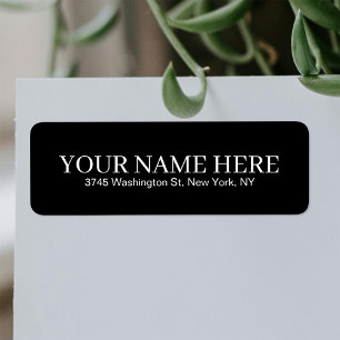 Etiqueta Personalizado negro simple Añadir su nombre elegan